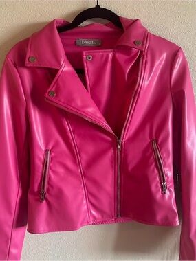 blue b. Hot Pink Faux Leather Moto Jacket - Women's